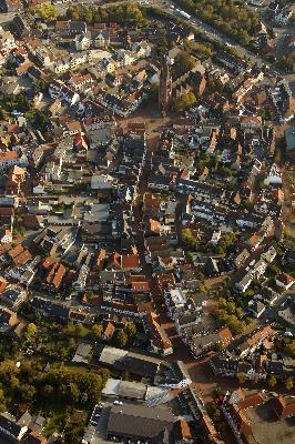 Schrägaufnahme der Innenstadt