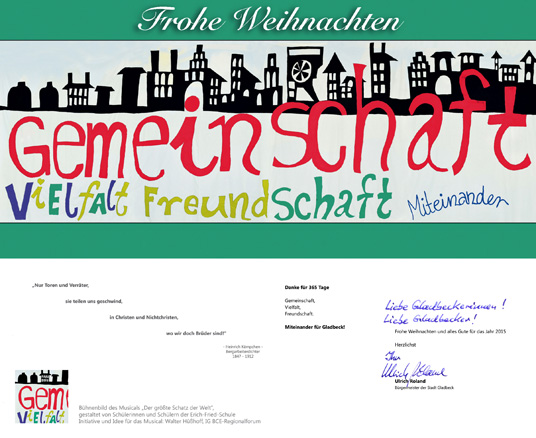 Das Bild zeigt die Weihnachtskarte des Bürgermeisters