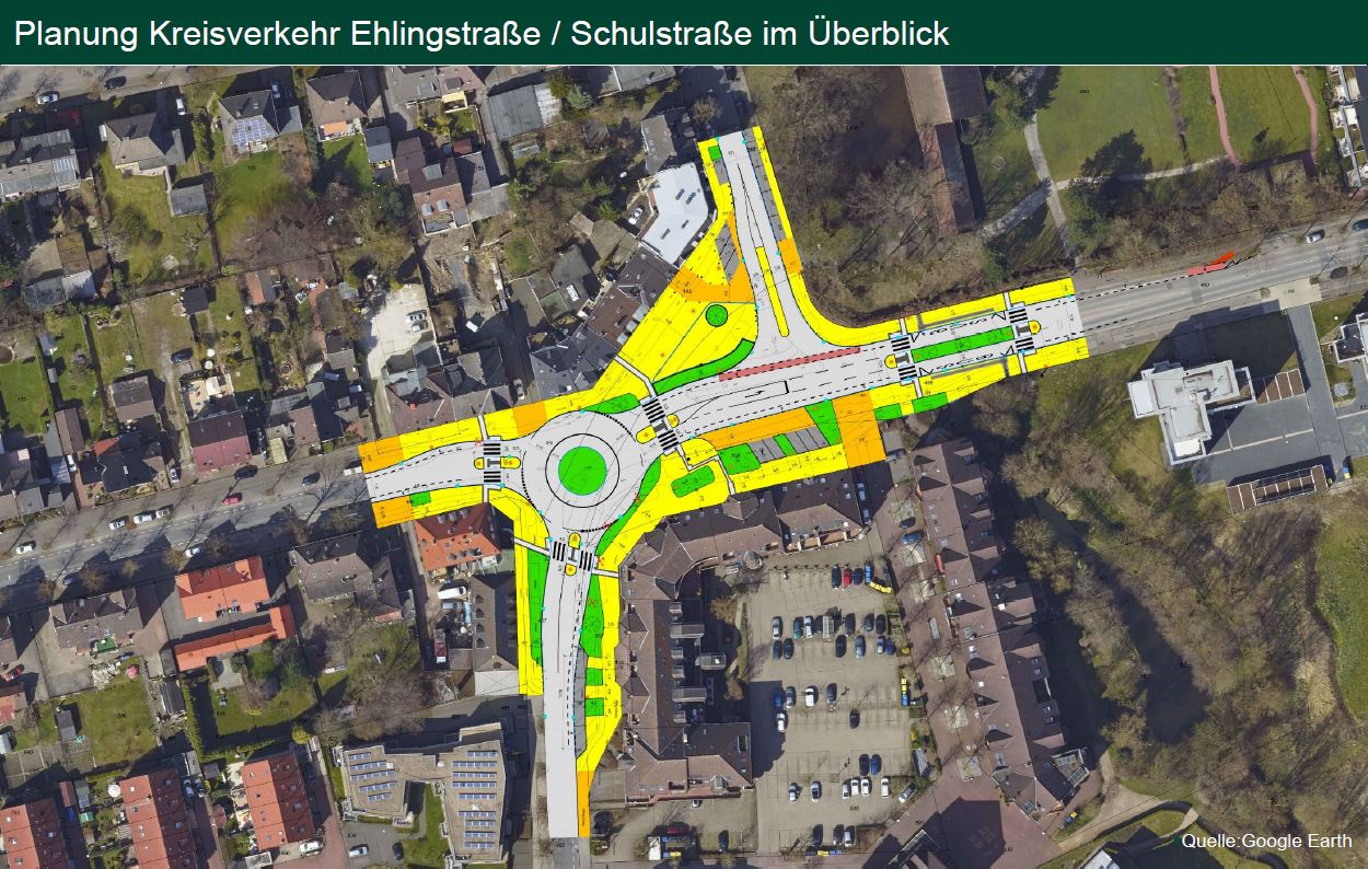 Kreisverkehr Kreuzung Ehlingstraße/Schulstraße: Bauarbeiten starten im November 