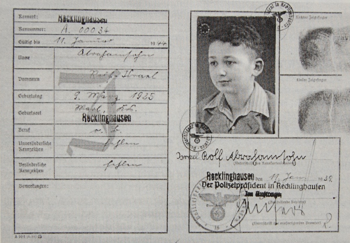 Kennkarte von Rolf Abrahamsohn (Januar 1939) (Foto: Abrahamsohn)